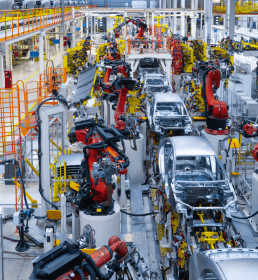Cars on a production line
