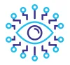 A blue icon of an eye